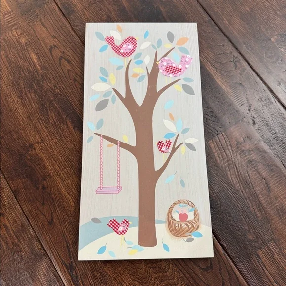 Pottery Barn Kids Woodland Tree & Birds Wall Art Panel – Pink, Brown, Red Blue - Picture 10 of 14